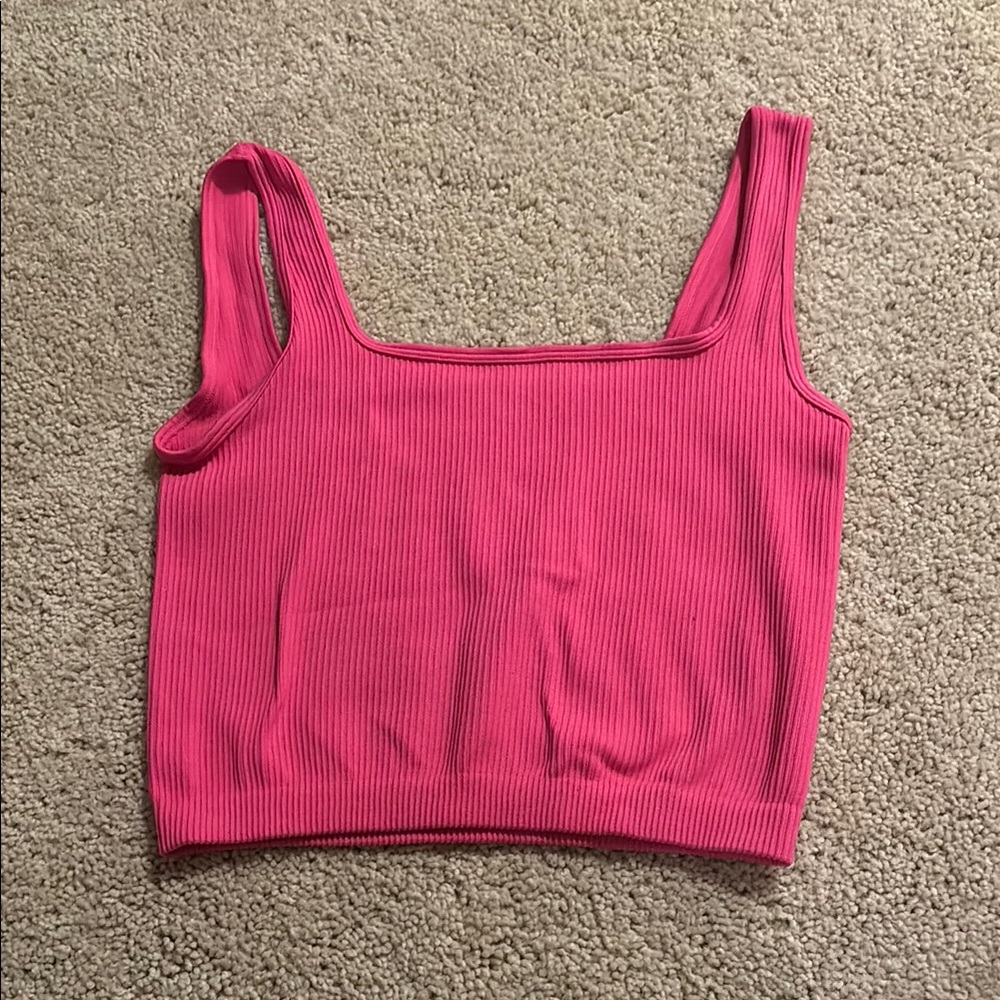 Amazon Pink Fitted Crop Tank Top